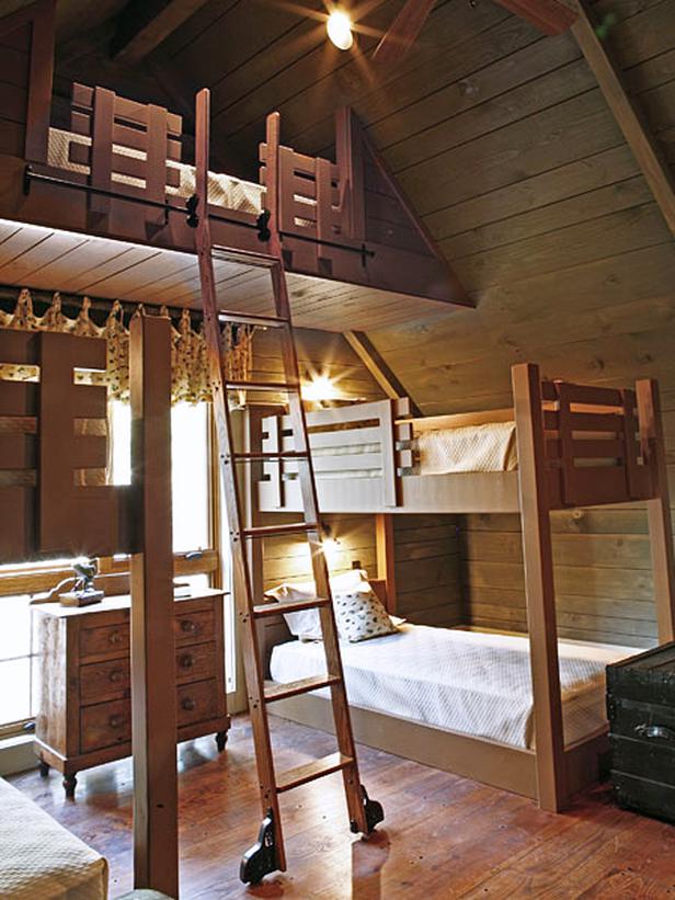 bunk bedroom loft beds attic cottage bedrooms bunkbeds hgtv cabins log portfolio rooms cool awesome master bed greeley rustic designers