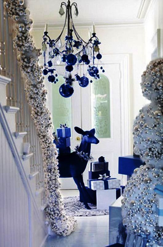 Christmas Decorations In Blue And White