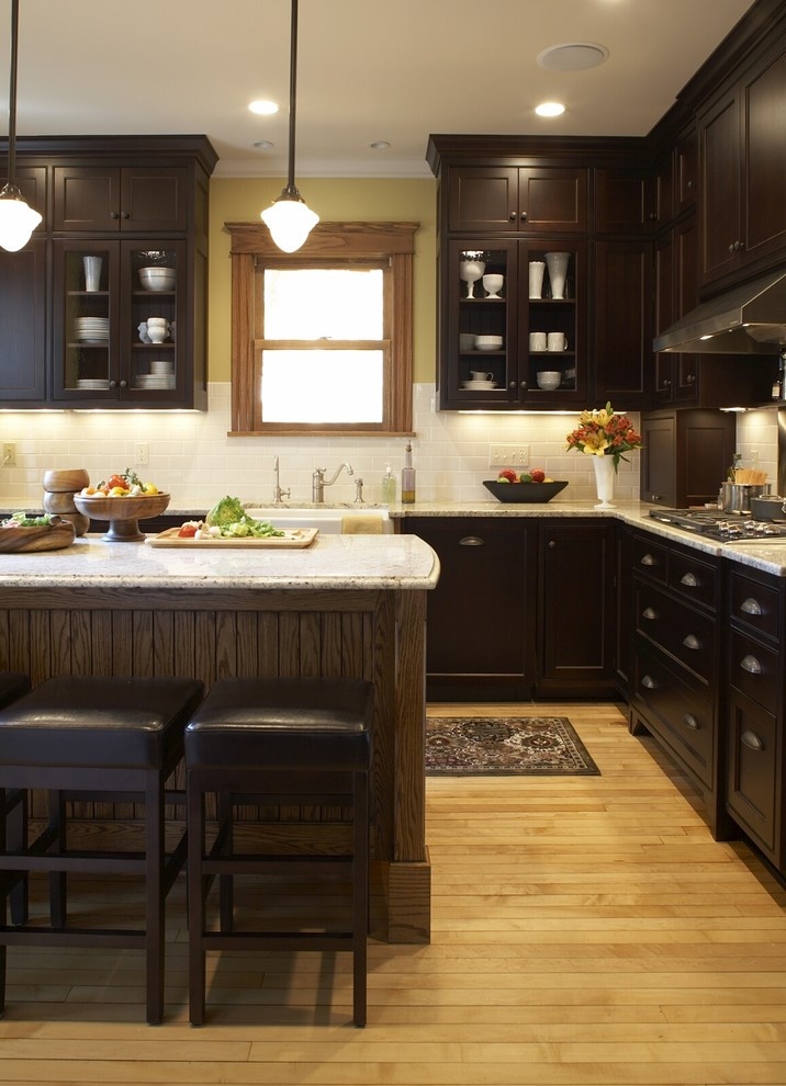 Elegant Dark Wood Kitchen Cabinets Ideas