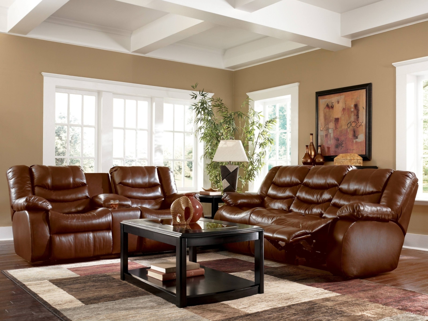 light brown leather living room furniture