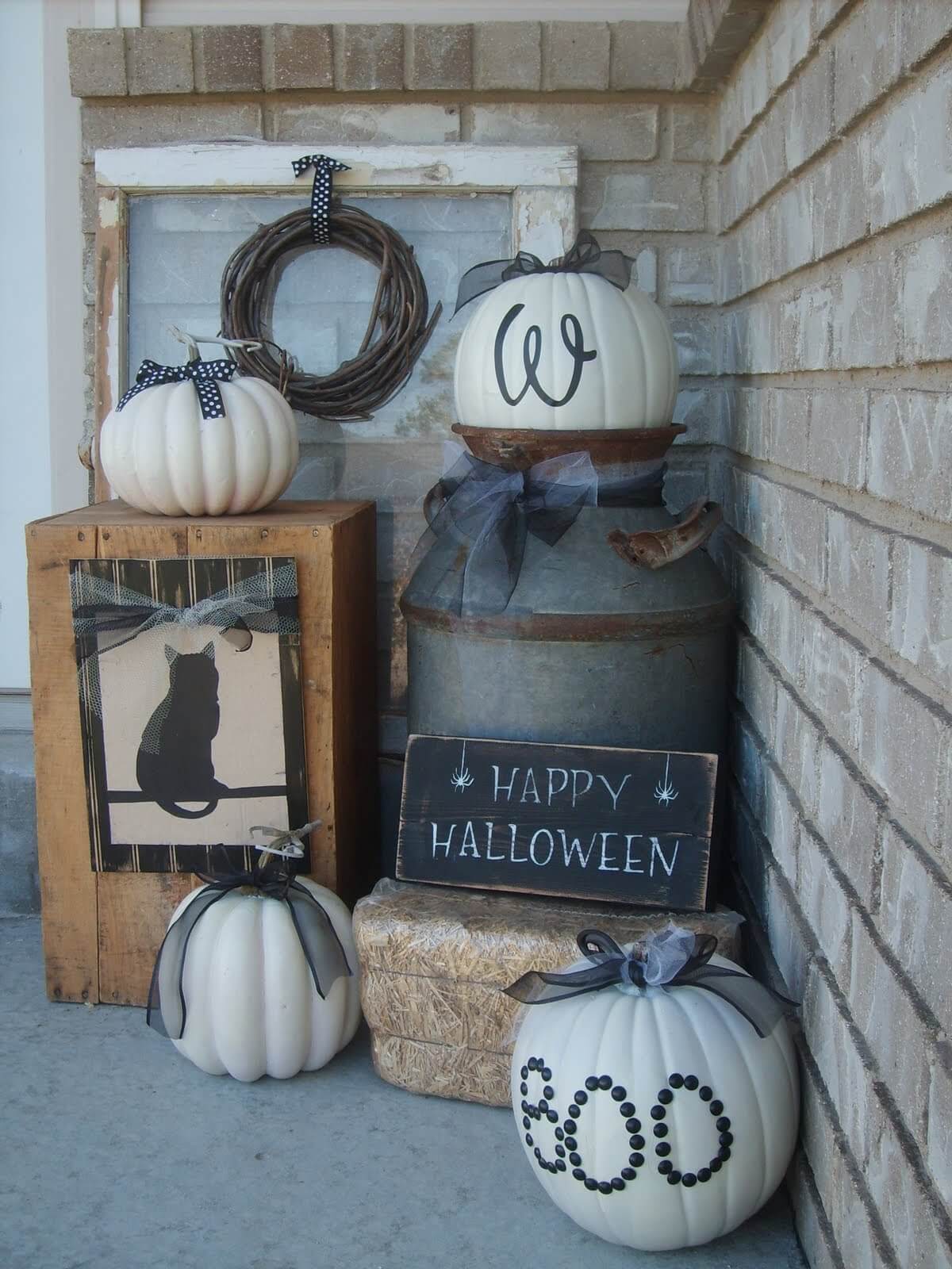 Black and White Halloween porch