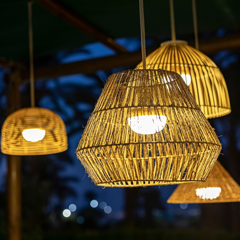 Light up the garden with giant natural fiber lamps