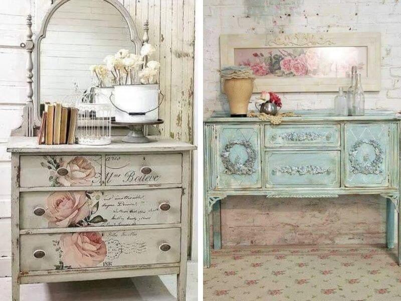 Refurbished furniture with Shabby Chic style