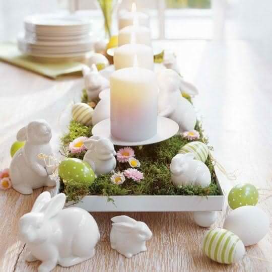 15. Arrangement with candles and bunnies