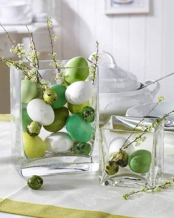 2. Arrangement with eggs and branches