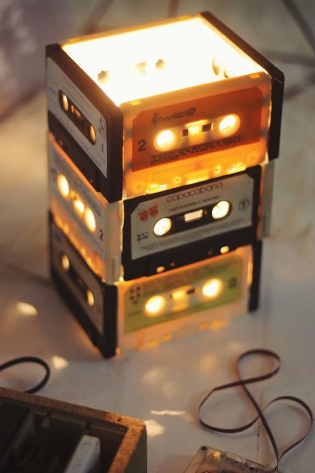Light fixture with cassette tape