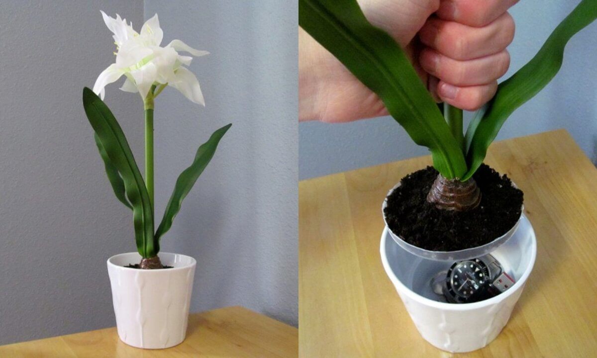Placing a plant in a fake pot