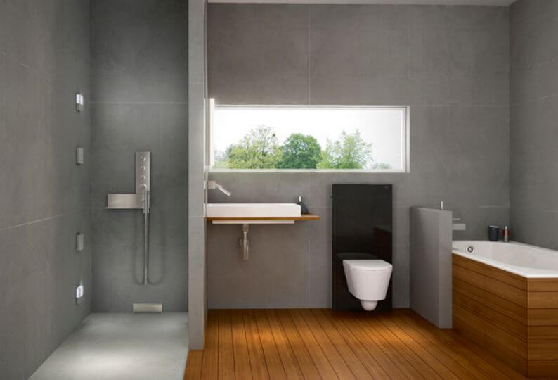 Remove a bathtub and place a shower cubicle with a shower cubicle.