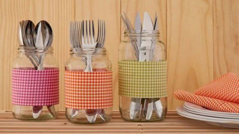Store your cutlery in glass jars