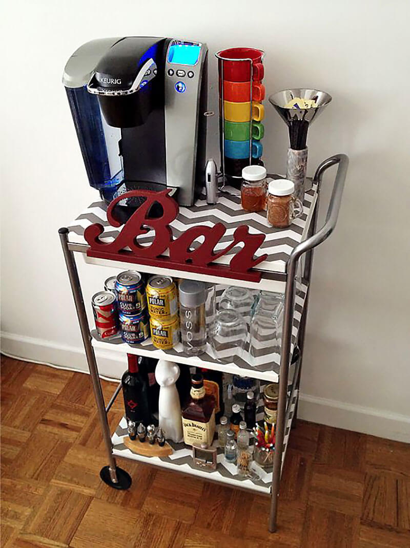 24 – Assemble a Drink Cart with Cups and Coffee Maker