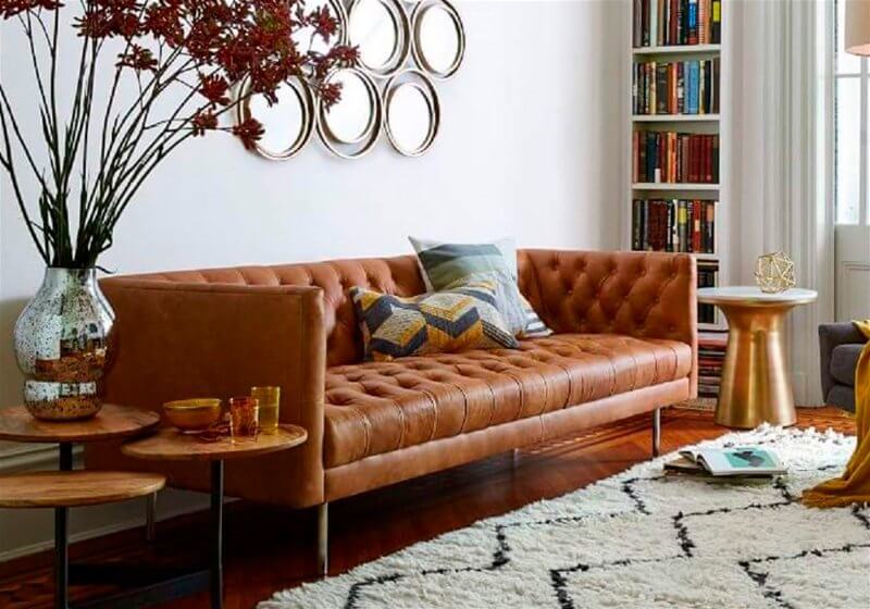 11. Sofa with pillows in geometric shapes