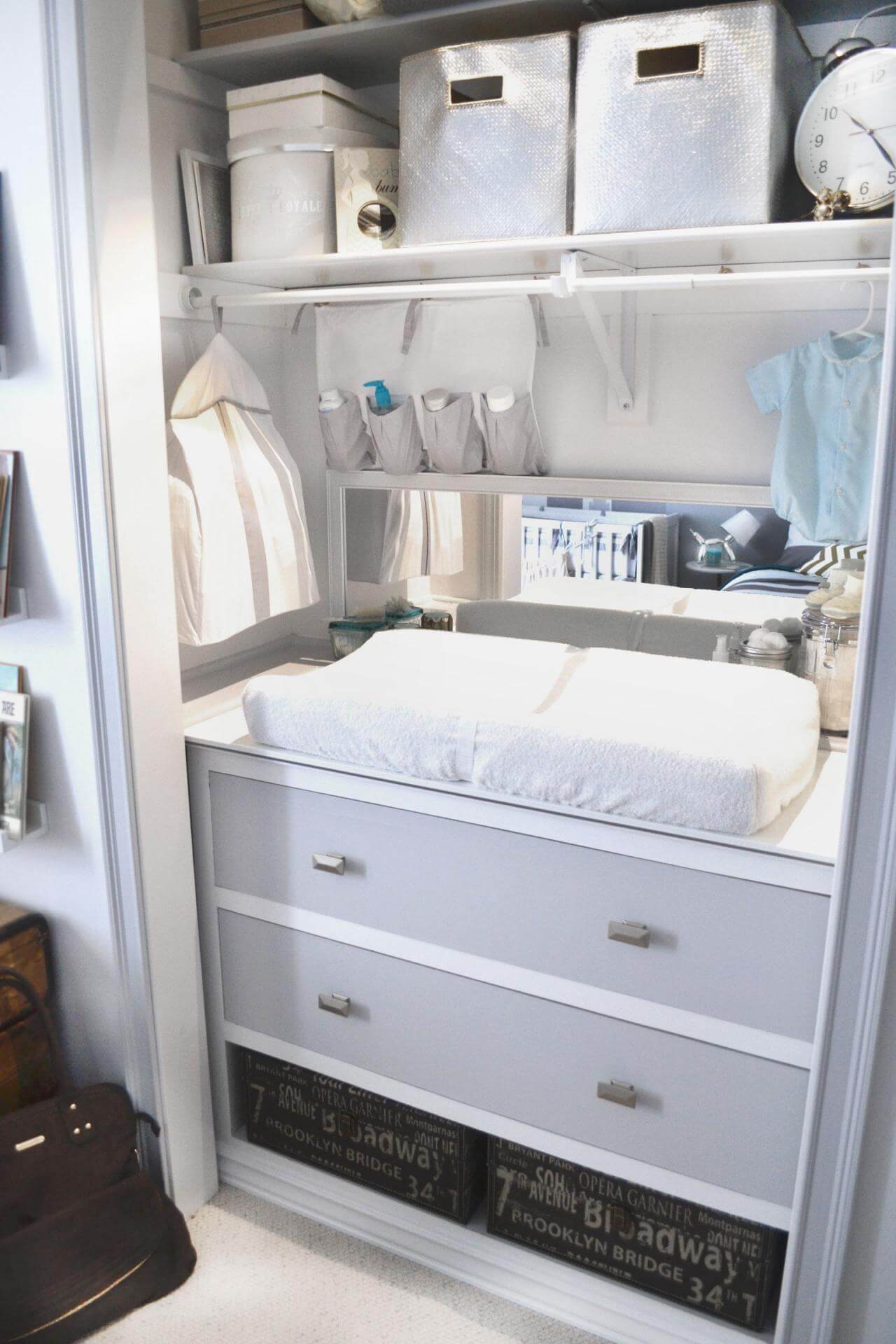 10. A changing table in a closet