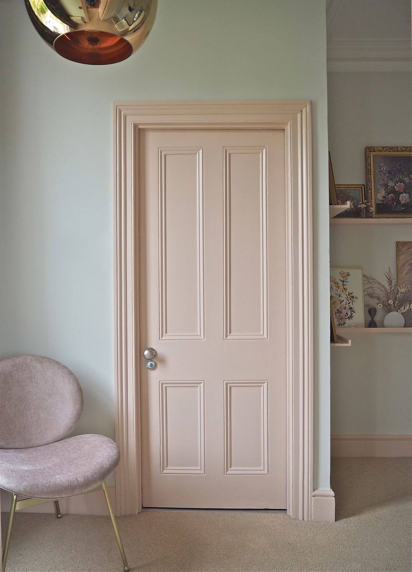 13- A powder pink door for a romantic bedroom
