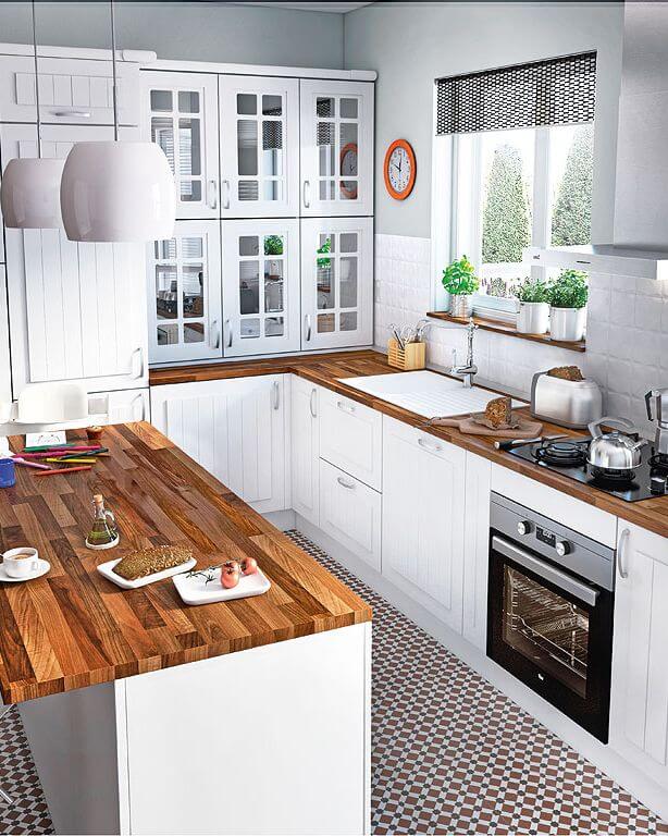 14- WHITE KITCHEN WITH WOODEN COUNTERTOP