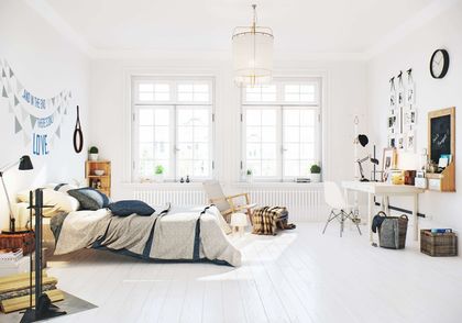 16- A soothing bedroom with white parquet 