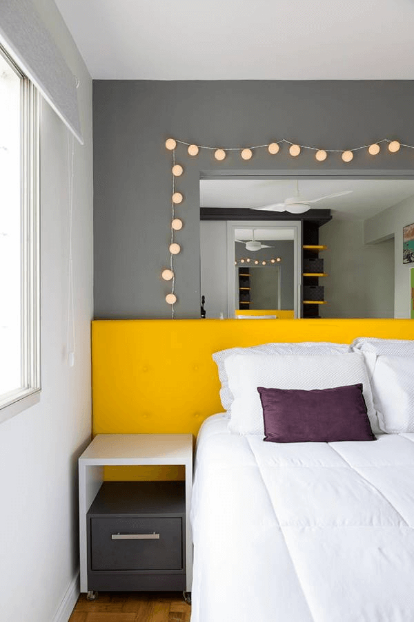 2. Gray room with yellow