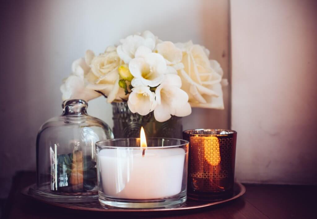 20- Candles, flowers, and decor items