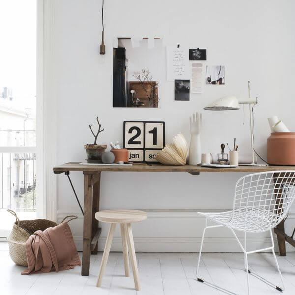 3- A trendy office with a whitewashed parquet