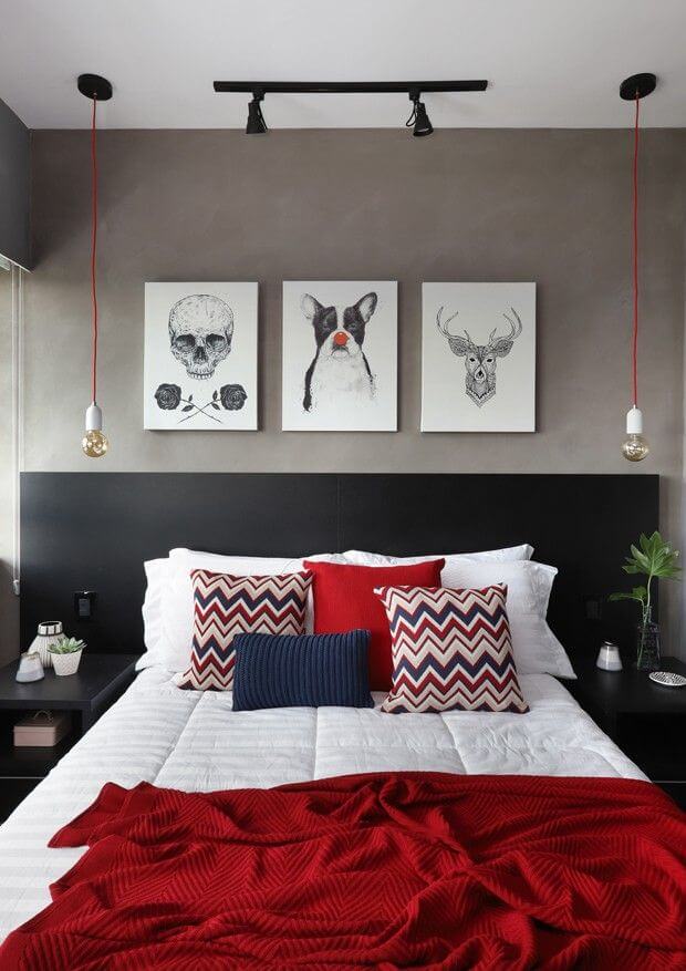 3. Gray room with red