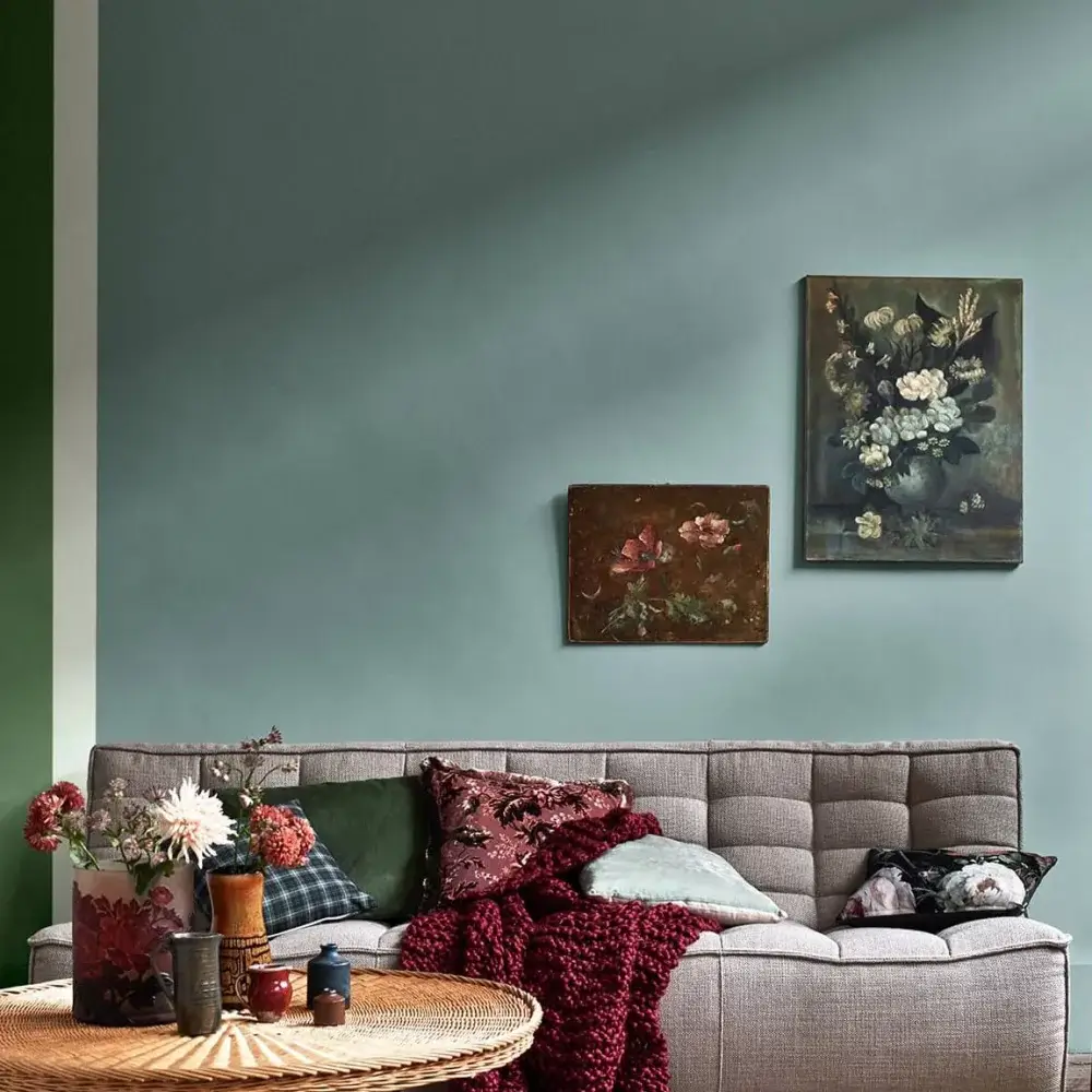 6- A light green paint for a bright living room