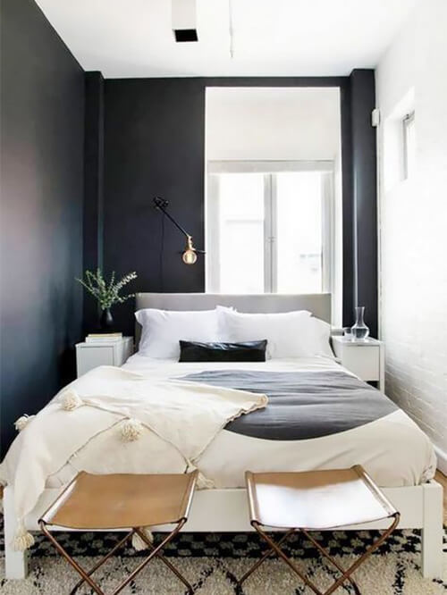 6- Small black painted bedroom