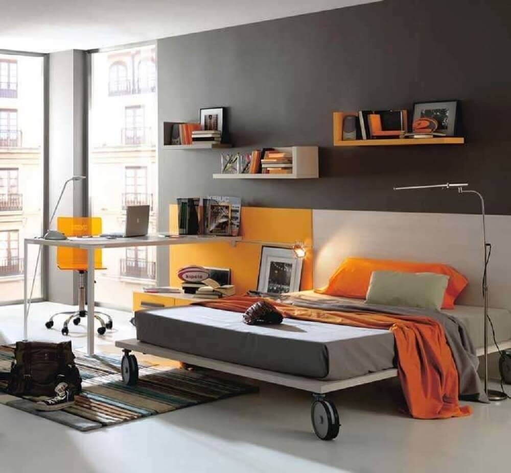 8. Gray room with orange