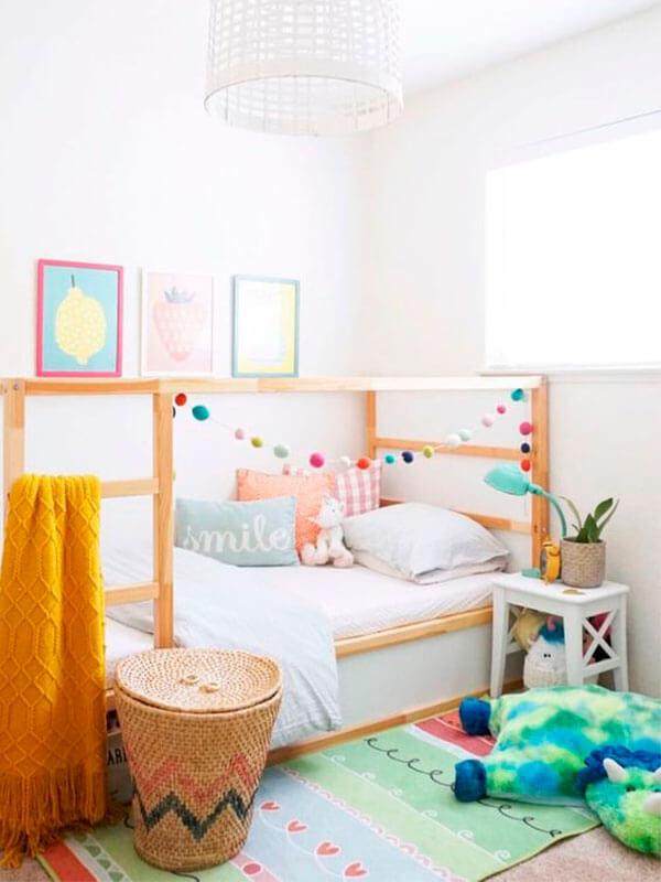 Children's bedroom with white walls